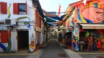 SINGAPORE - MAY 26:  A general view of an unusually quiet tourist attraction at Haji Lane on May 26, 2020 in Singapore. Singapore is set to ease the partial lockdown measures against the coronavirus (COVID-19) pandemic after 1 June in three phases to resu