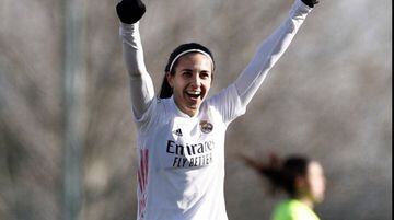 Marta Cardona celebra uno de los cinco goles que ha marcado en Liga con el Real Madrid.