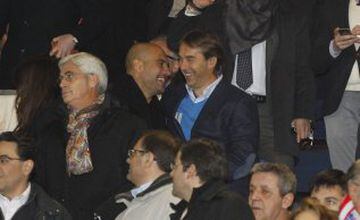 Guardiola y Lopetegui en el palco del Calderón.