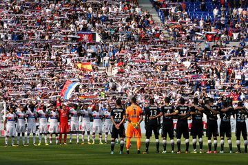 Minute's silence before the Lyon - Bordeaux game in Ligue 1.
