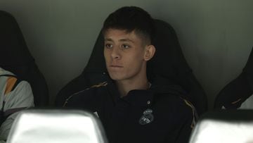 Arda Güler, en el banquillo del Real Madrid en un encuentro de Champions de la presente temporada.