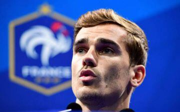 France's forward Antoine Griezmann addresses a press conference in Clairefontaine-en-Yvelines, near Paris, on August 30, 2016.  France will face Italy in an international friendly football match on September 1, 2016 in Bari.