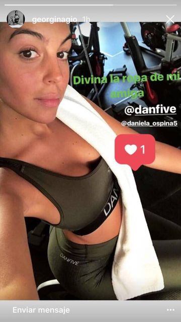 Georgina Rodríguez con la ropa deportiva de la firma DanFive, propiedad de Daniela Ospina