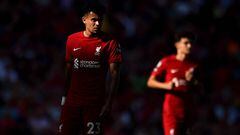 LIVERPOOL, ENGLAND - AUGUST 27: (THE SUN OUT, THE SUN ON SUNDAY OUT) Luis Diaz of Liverpool during the Premier League match between Liverpool FC and AFC Bournemouth at Anfield on August 27, 2022 in Liverpool, England. (Photo by Andrew Powell/Liverpool FC via Getty Images)
