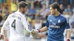 Iker Casillas y Sergio Ramos, durante un partido del Real Madrid.