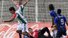 M&aacute;rquez grita su gol, el primero de Palestino ante Huachipato.