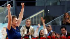 Simona Halep celebra su victoria en el WTA 1000 de Madrid, en una imagen de archivo.