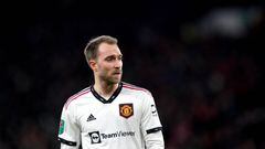 Manchester United's Christian Eriksen during the Carabao Cup semi-final, first leg match at the City Ground, Nottingham. Picture date: Wednesday January 25, 2023. (Photo by Tim Goode/PA Images via Getty Images)