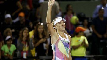Angelique Kerber waves to the crowd after her win over Madison Keys. 