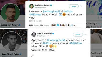 Agüero y Del Potro se suman a la campaña por Manu en la NBA