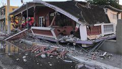 Casa colapsada tras terremoto de 6,4 en Guanica, Puerto Rico. Enero 07, 2020.