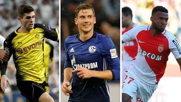 Christian Pulisic (Borussia Dortmund), Leon Goretzka (Schalke 04) y Thomas Lemar (M&oacute;naco).