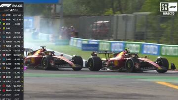 Ferrari casi lía una descomunal: Leclerc y Sainz se llegaron a tocar en esta acción
