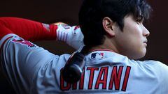 SEATTLE, WASHINGTON - APRIL 04: Shohei Ohtani #17 of the Los Angeles Angels looks on during the first inning against the Seattle Mariners at T-Mobile Park on April 04, 2023 in Seattle, Washington.   Steph Chambers/Getty Images/AFP (Photo by Steph Chambers / GETTY IMAGES NORTH AMERICA / Getty Images via AFP)