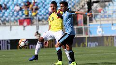 Colombia y Uruguay se enfrentan por la &uacute;ltima fecha del Sudamericano Sub 20 por un cupo al Mundial de Polonia 2019. 