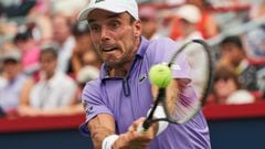 Montreal (Canada), 11/08/2022.- Roberto Bautista Agut of Spain in action against Casper Ruud of Norway during the men's ATP National Bank Open tennis tournament in Montreal, Canada, 11 August 2022. (Tenis, Abierto, Noruega, España) EFE/EPA/ANDRE PICHETTE
