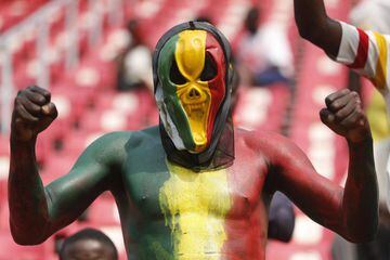 Soccer Football - Africa Cup of Nations - Group F - Tunisia v Mali - Limbe Omnisport Stadium, Limbe, Cameroon - January 12, 2022  Mali fan wears a mask in the stands REUTERS/Mohamed Abd El Ghany