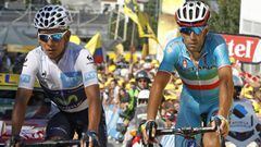 Nairo Quintana y Vincenzo Nibali llegan juntos a meta en una imagen de archivo durante el Tour de Francia 2015.
