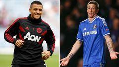 Alexis S&aacute;nchez en el Manchester United y Fernando Torres en el Chelsea.