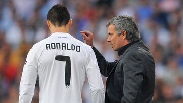 José Mourinho y Cristiano Ronaldo con Real Madrid.