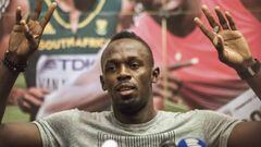 Usain Bolt durante la rueda de prensa