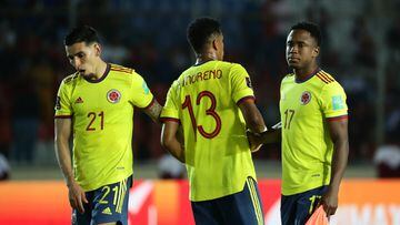 Tristeza en los jugadores de la Selección Colombia.