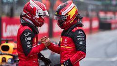 Charles Leclerc y Carlos Sainz (Ferrari). Silverstone, Gran Bretaña. F1 2022.