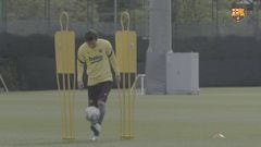 Messi vuelve a los entrenamientos y la precisión sigue intacta