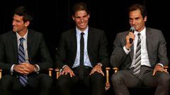 Novak Djokovic, Rafa Nadal y Roger Federer en una imagen de archivo.