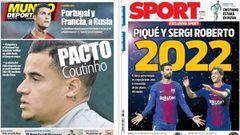 Portadas de los diarios Sport y Mundo Deportivo del d&iacute;a 11 de octubre de 2017.