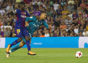 Incident with Cristiano Ronaldo and Umtiti which saw the Madrid No.7 sent off.