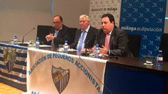 De izquierda a derecha Javier Olmedo, Antonio Aguilera y Jes&uacute;s Burgos, de la Asociaci&oacute;n de Peque&ntilde;os Accionisras del M&aacute;laga.