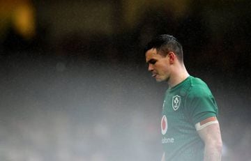 Johnny Sexton of Ireland looks dejected during the Guinness Six Nations match between Wales and Ireland at Principality Stadium on March 16, 2019 in Cardiff, Wales.