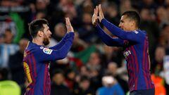 Lionel Messi y Jeison Murillo durante un partido con el Barcelona.