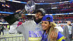 INGLEWOOD, CALIFORNIA - FEBRUARY 13: Odell Beckham Jr. #3 of the Los Angeles Rams celebrates after Super Bowl LVI at SoFi Stadium on February 13, 2022 in Inglewood, California. The Los Angeles Rams defeated the Cincinnati Bengals 23-20.   Kevin C. Cox/Getty Images/AFP
== FOR NEWSPAPERS, INTERNET, TELCOS & TELEVISION USE ONLY ==