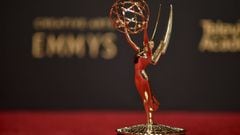 An Emmy statue is displayed on night one of the Creative Arts Emmy Awards on Saturday, Sept. 11, 2021, in Los Angeles. 