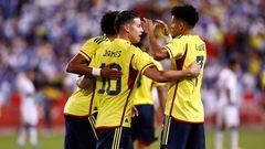 Colombia�s James Rodriguez (10) celebrates his goal during the international friendly football match between Colombia and Guatemala at Red Bull Arena in Harrison, New Jersey, on September 24, 2022. (Photo by Andres Kudacki / AFP)
