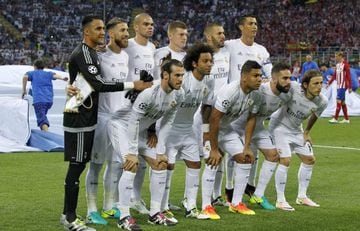 El once inicial del Real Madrid en la final de la Und&eacute;cima en Mil&aacute;n 2016. Siete de los titulares siguen en la plantilla blanca: Kroos, Benzema, Bale, Marcelo, Casemiro, Carvajal y Modric.