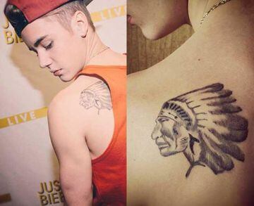 El cantante canadiense Justin Bieber también es fanático de los tatuajes y este es uno de los que más críticas genera.