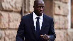 Manchester City and France footballer Benjamin Mendy reacts as he leaves Chester Crown Court in Chester, northwest England, on June 28, 2023. French footballer Benjamin Mendy returned to a UK courtroom Monday to face a retrial for two alleged sexual offences, five months after a jury cleared him of multiple other counts. (Photo by Darren Staples / AFP)