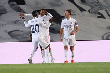 Vinicius celebrates with Rodrygo after setting up the latter's goal against Inter Milan.