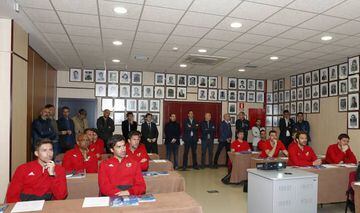 Raúl (front row, second left) and Xabi Alonso (front row, far right) are among the former Spain stars taking their coaching badges at the Spanish FA's headquarters in Madrid.