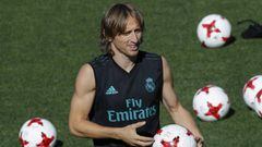 Luka Modric en un entrenamiento del Madrid.