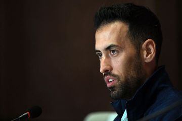 Sergio Busquets has left Spain's pre-Euro 2020 training camp after testing positive for Covid-19, the country's football federation (RFEF) announced on June 6, 2021. (Photo by Sergei SUPINSKY / AFP)