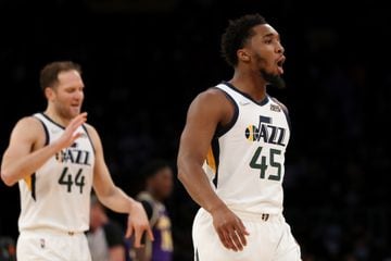 Donovan Mitchell and Bojan Bogdanovic in Utah
== FOR NEWSPAPERS, INTERNET, TELCOS & TELEVISION USE ONLY ==