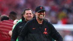 LONDON, ENGLAND - MAY 14:   Liverpool Manager Jurgen Klopp celebrates his teams victory in a penalty shootout during The FA Cup Final match between Chelsea and Liverpool at Wembley Stadium on May 14, 2022 in London, England. (Photo by Chris Brunskill/Fantasista/Getty Images)