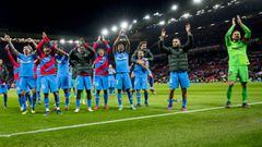 Los jugadores del Atl&eacute;tico celebran el triunfo ante el Manchester United.