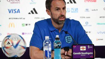 Gareth Southgate, entrenador de la Selección de Inglaterra, durante una conferencia de prensa en Qatar 2022.