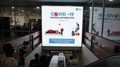 Lagos (Nigeria), 05/09/2020.- An electronic screen board on the awareness of the coronavirus disease is seen on the arrival lounge at the Murtala Muhammed International airport in Lagos, Nigeria, 05 September 2020. After a five-month closure of the Nigeri