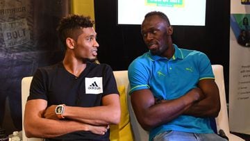 El jamaicano Usain Bolt (derecha), junto al sudafricano Wayde Van Niekerk. 